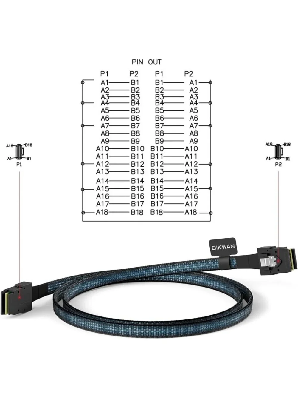 3.3FT Internal Mini SAS Cable SFF-8087 to SFF-8087 for High-Speed Data Transfer